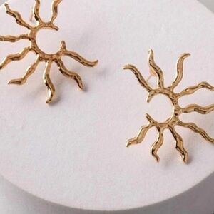 Gold Sunburst Stud Earrings